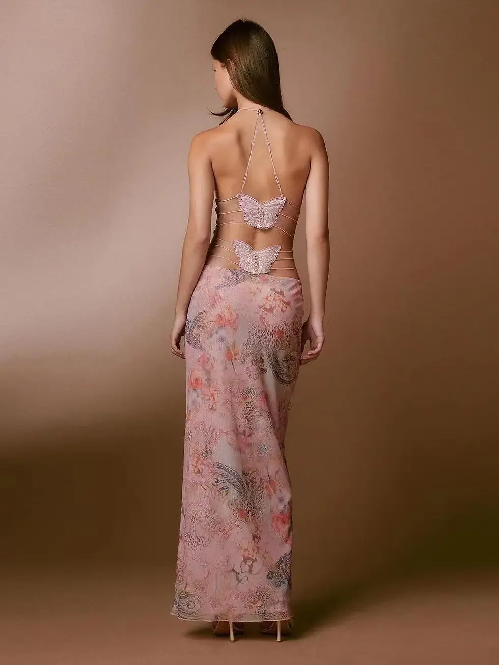 Thumbnail: Butterfly Halter Backless Dress