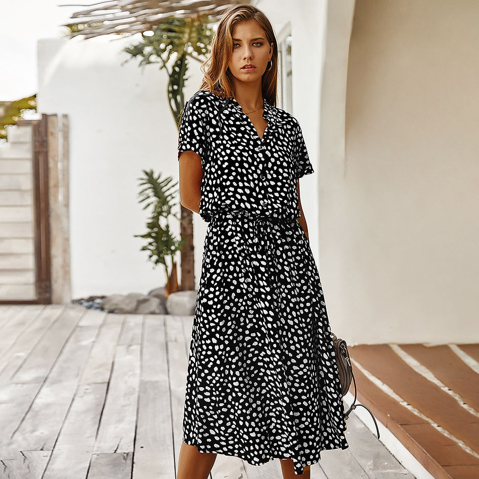 Thumbnail: Dot Print Chiffon Shirt Dress