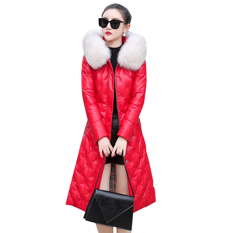 Thumbnail: Mid-Length Vegan Leather Hooded Jacket