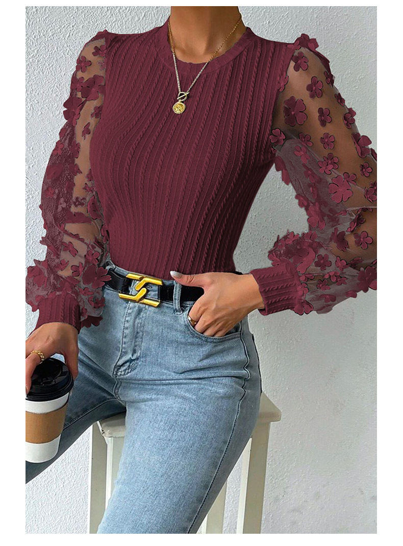 Thumbnail: Bell Pepper Mesh Chiffon Shirt