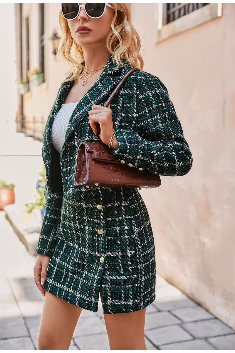 Tailored Double-Breasted Blazer & High-Waist Mini