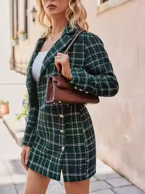 Tailored Double-Breasted Blazer & High-Waist Mini