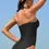Thumbnail: The Shadow Sophisticate: Meshed Elegance Halter One-piece Swimsuit