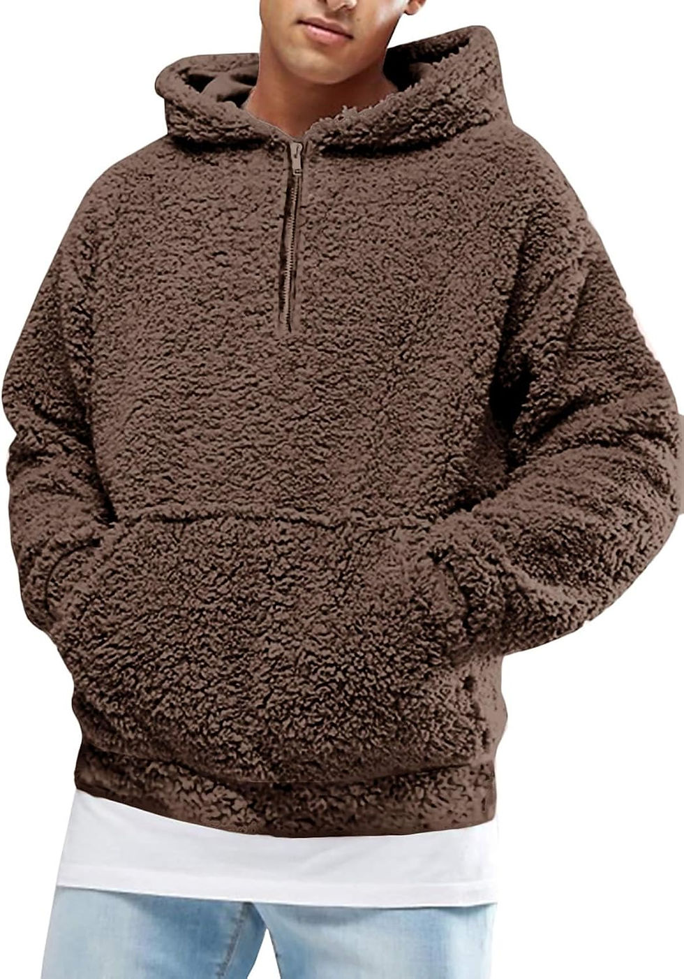 Thumbnail: Men's Fuzzy Sherpa Pullover Hoodie