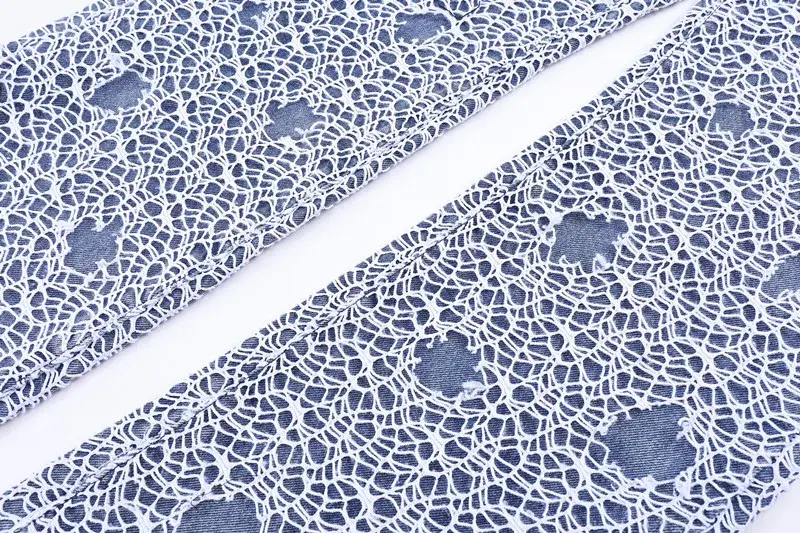 Thumbnail: Mesh Splice Ripped Straight Jeans