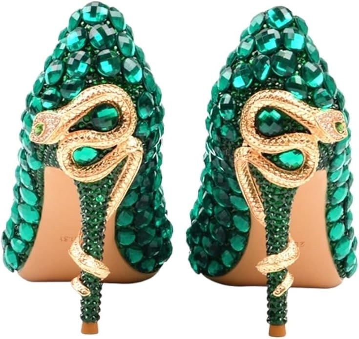 Thumbnail: The Emerald Serpent – Satin Slim Stilettos