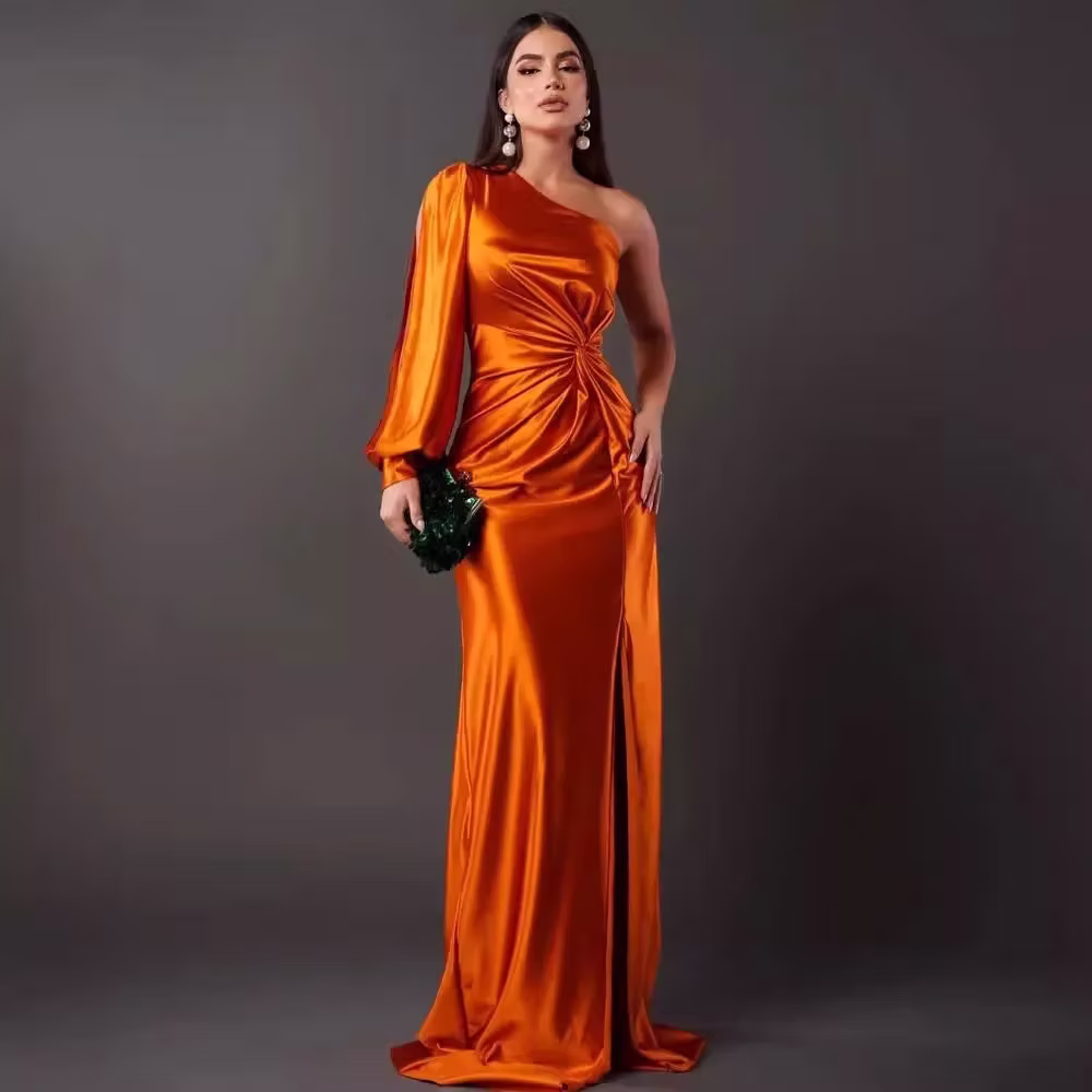 One-Shoulder Split Maxi Evening Dress