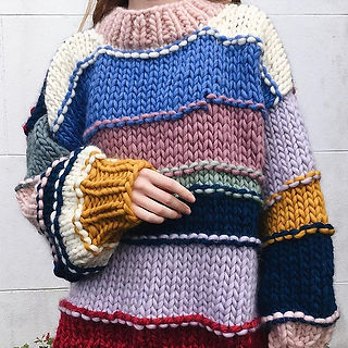 Rainbow Striped Contrast Color Sweater