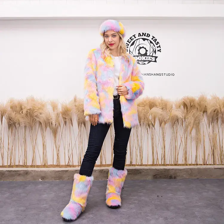 Thumbnail: Fluffy Faux Fox Fur Three-Piece Winter Set