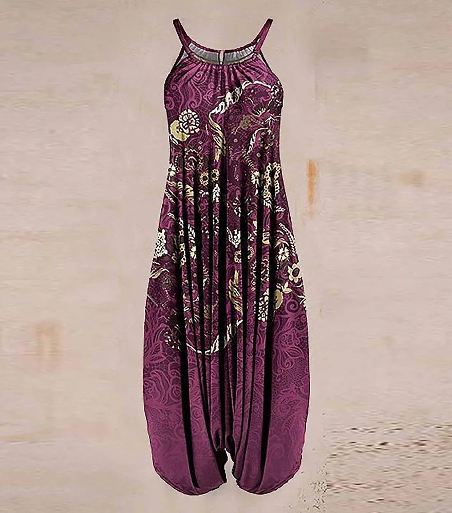 Vintage Geometric Print Jumpsuit for Women Over 40 | Effortless Style & Comfort - BC Style & Crafts