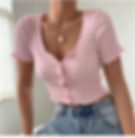 Thumbnail: V-Neck Ruffle Button Crop Tee