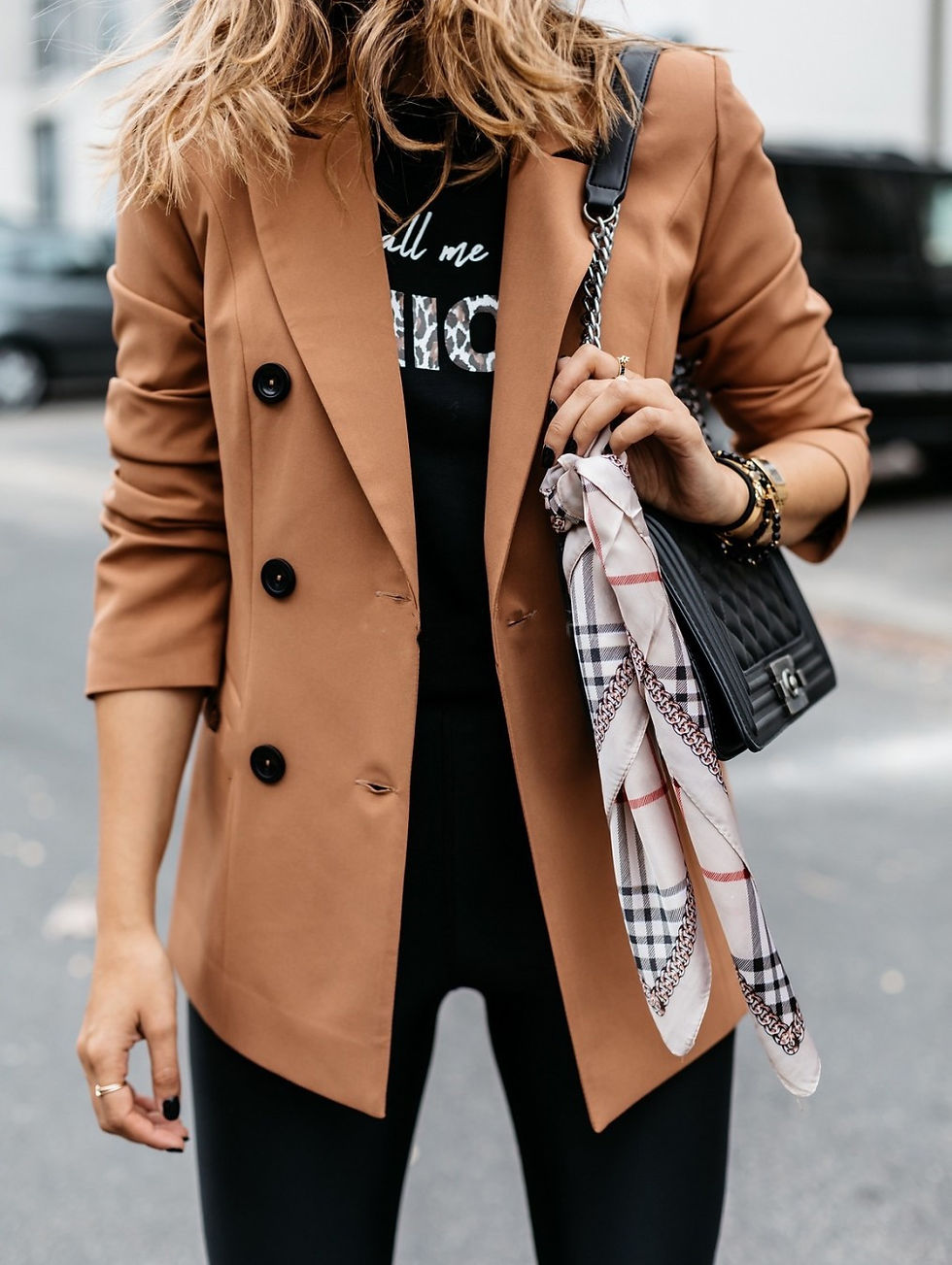 Thumbnail: Double-Breasted Long-Sleeve Blazer