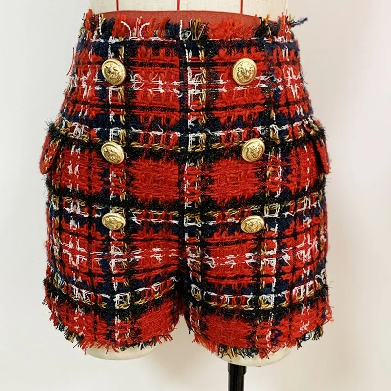 Thumbnail: CrimsonCheck – Professional Wool-Blend Performance Tweed Shorts