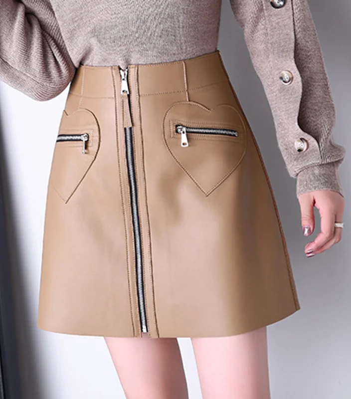 High Waist Thin Leather Skirt. Sleek and Sophisticated: High-Waist Leather Skirt for a Timeless Look