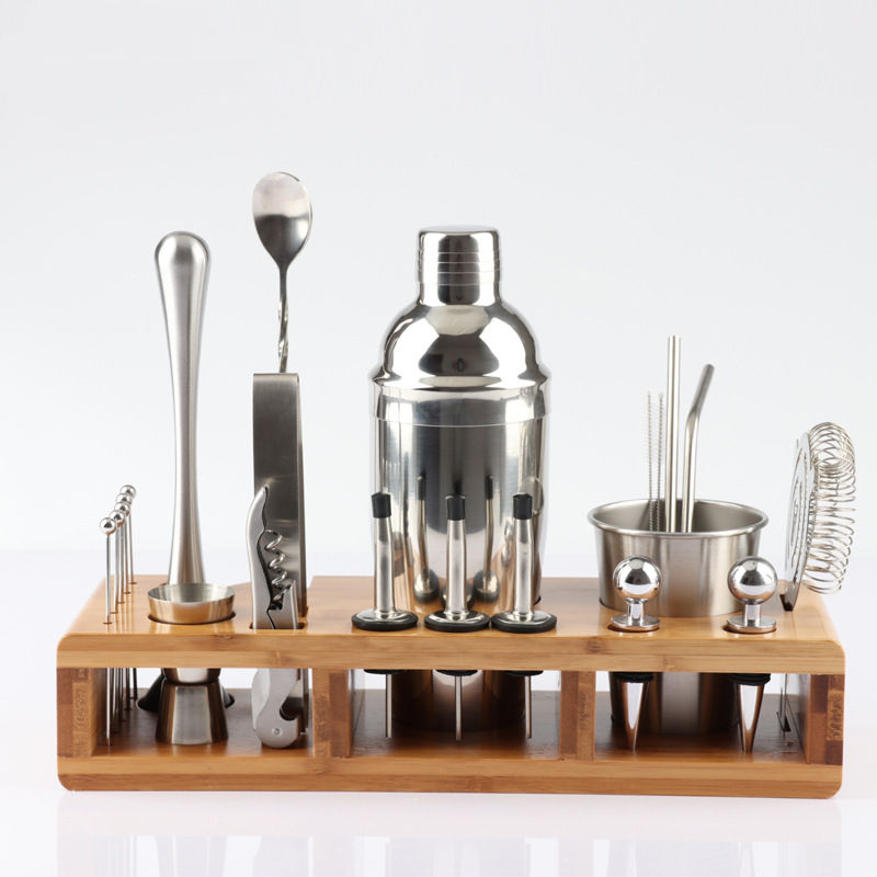 Thumbnail: Bartender Tool Set with Wooden Rack