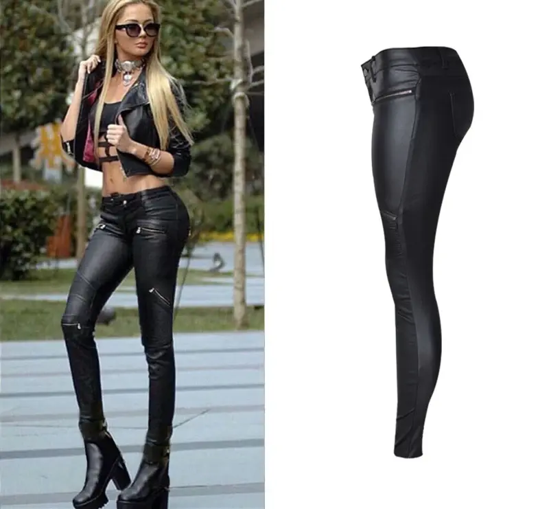 Vegan Mid to High-Waisted Eco-Leather Leggings