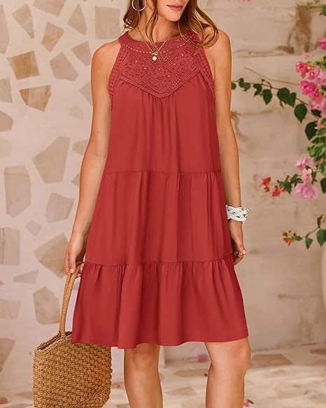 Thumbnail: Soleil d’Été – Halterneck Flower Lace A-Line Dress