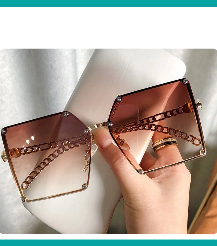 Chic Frameless Big Square Sunglasses – Trendy Eyewear for a Stylish Statement