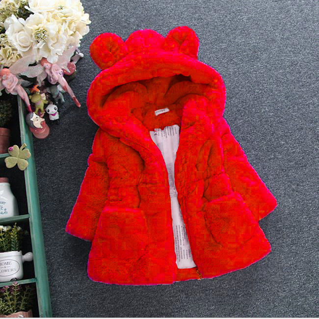 Thumbnail: Girl's Hooded Fur Coat