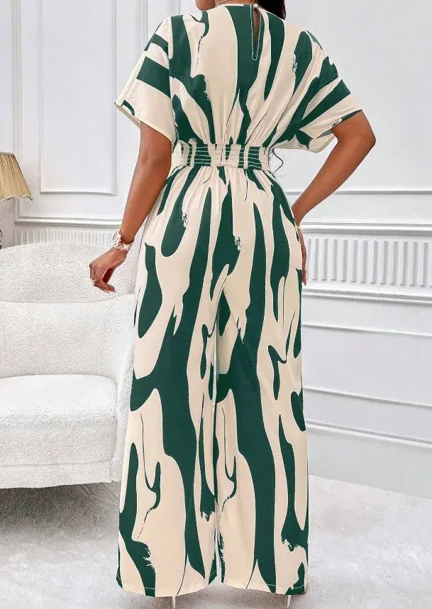 Thumbnail: V-Neck Loose Printed Long Jumpsuit