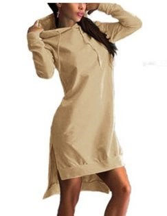 Thumbnail: Asymmetrical Fleece Hooded Mini Dress