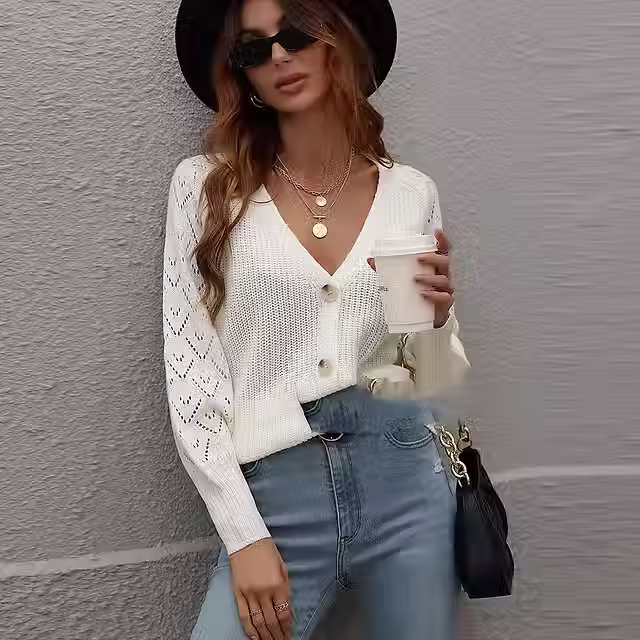 Single-breasted Solid Color Knitted Loose Cardigan