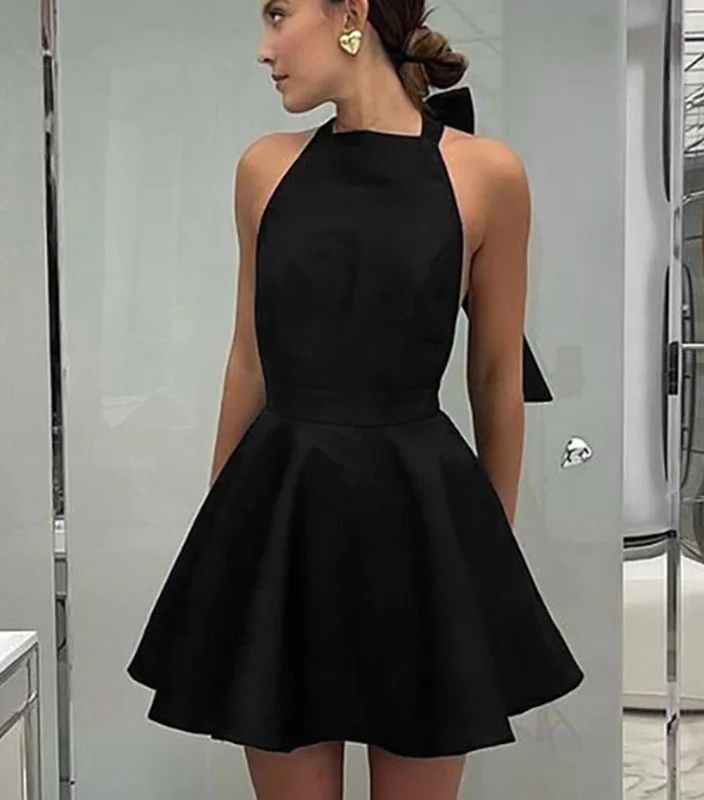 Radiate elegance in our Halter Neck Sleeveless Suspender Cocktail Dress. The perfect blend of sophistication and style for a glamorous and unapologetically chic look