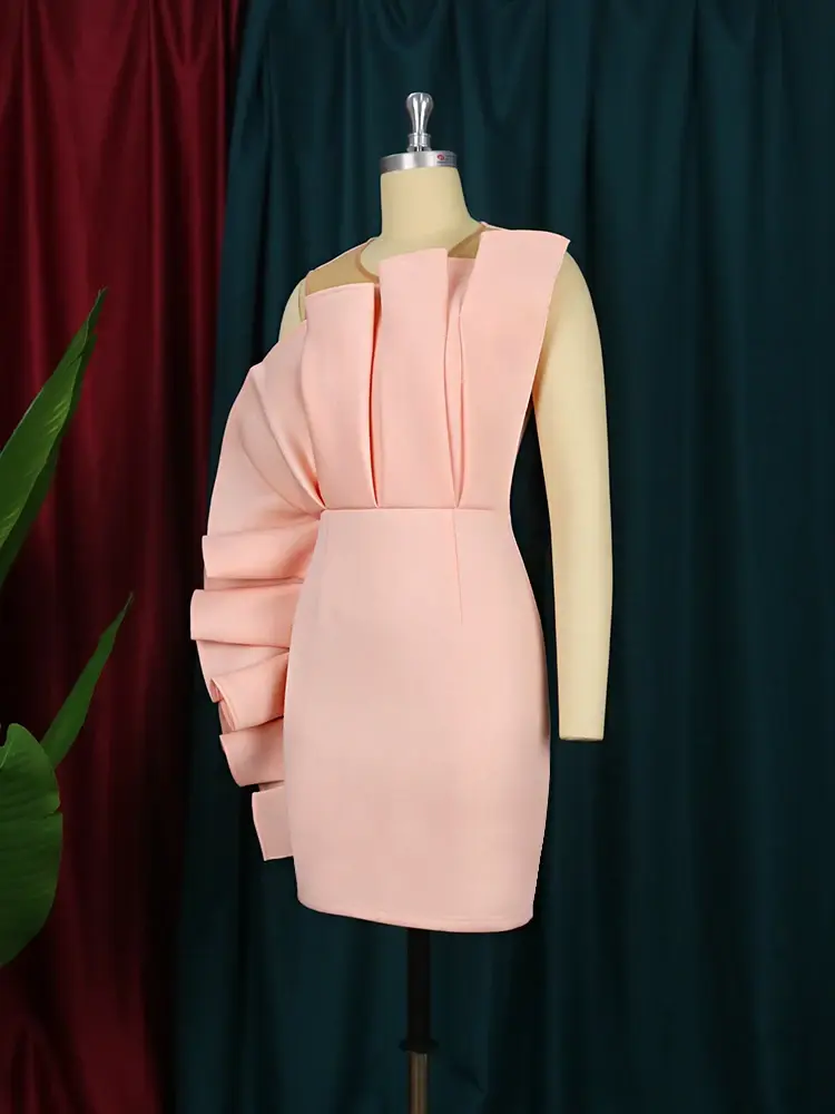 Thumbnail: Pink Ruffled Mini Dress