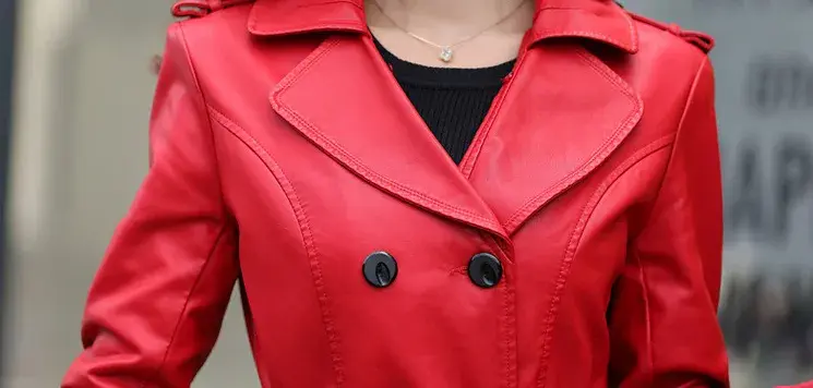Thumbnail: 2-in-1 PU Leather Trench Coat