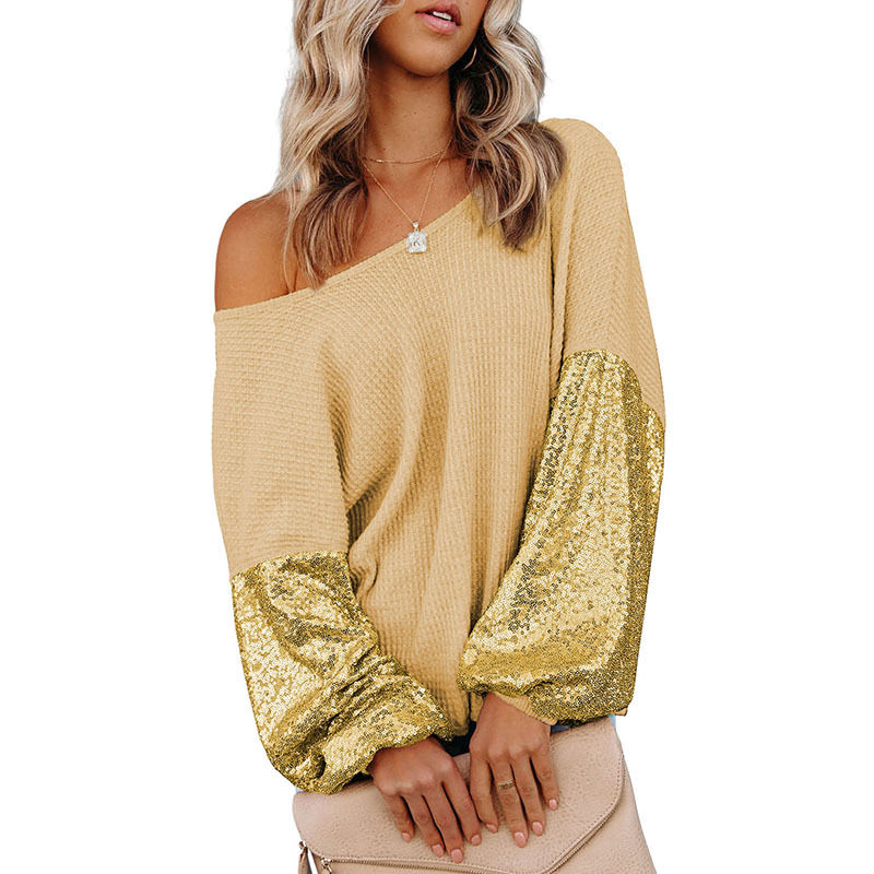 Thumbnail: Sequins Knitted Long Sleeve Sweater