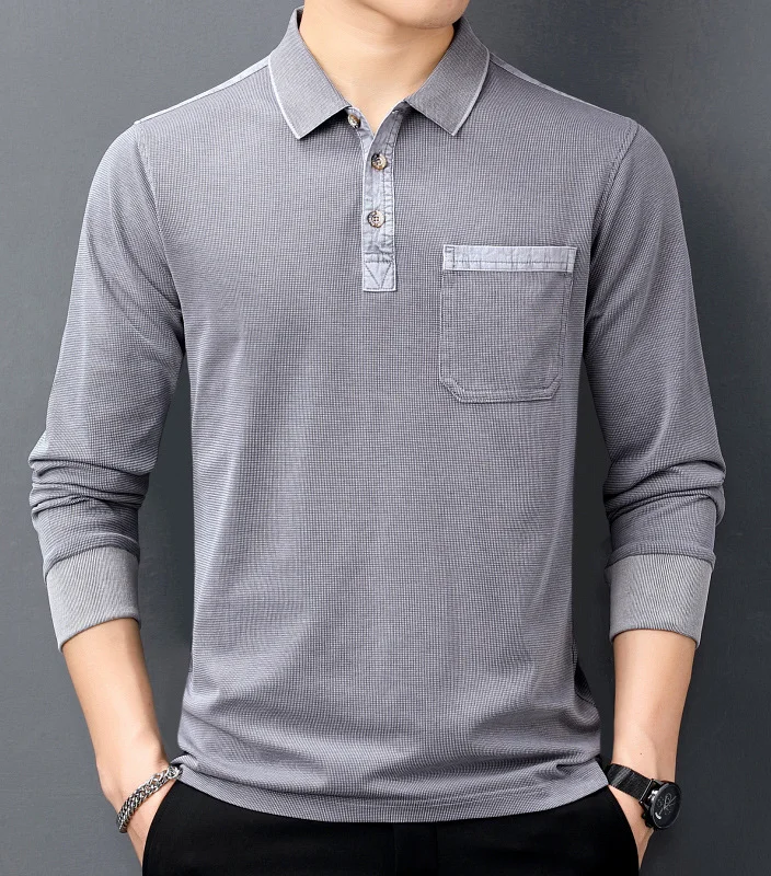 Cotton Long Sleeve Polo Shirt - A classic and comfortable choice for everyday wear, made from soft and breathable cotton fabric.