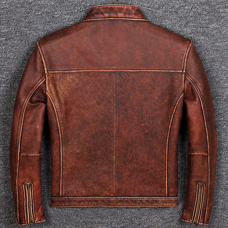 Thumbnail: Urban Sovereign – Stand-Collar Cowhide Streetwear Jacket