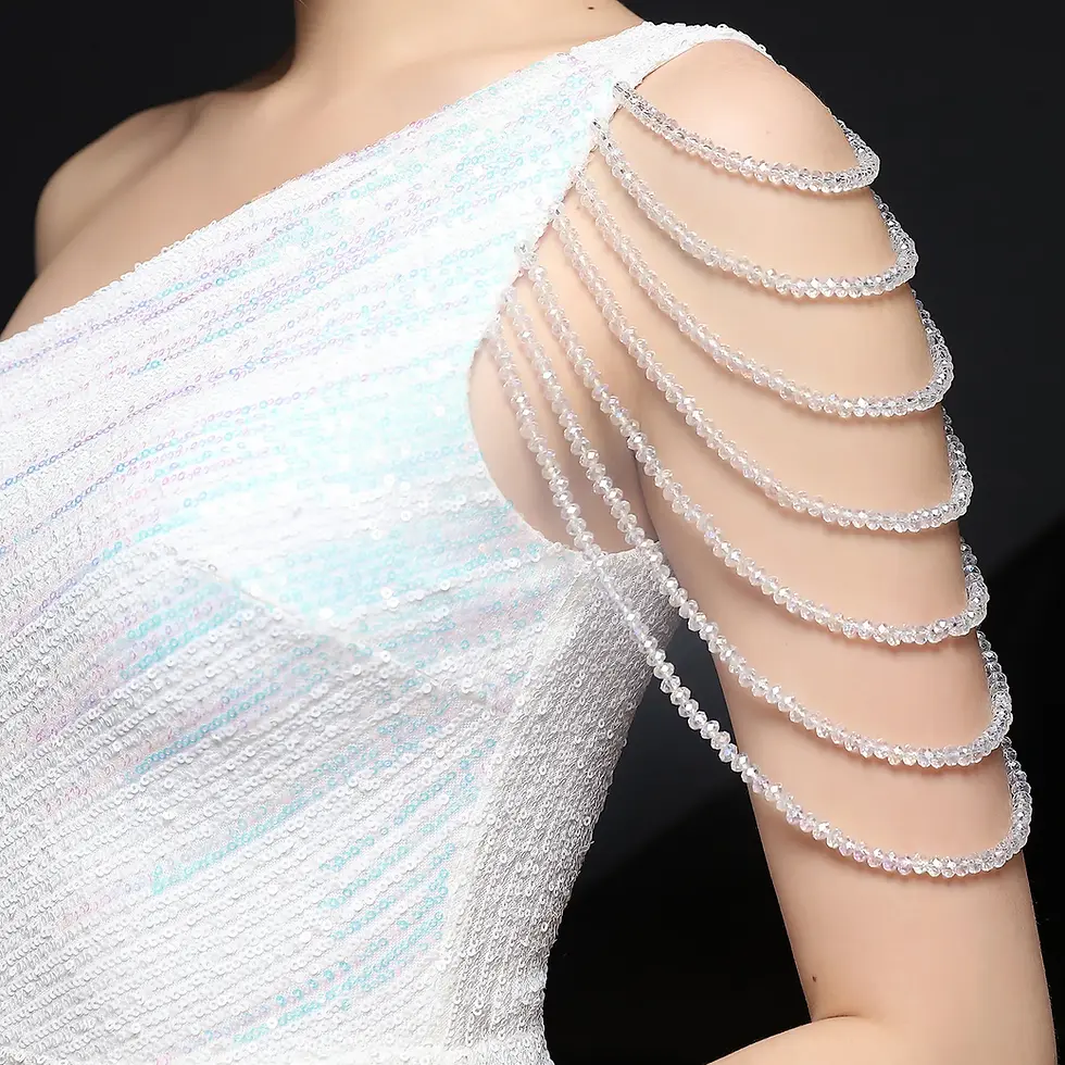 Thumbnail: La Sculpture Divine – Sequin One-Shoulder Mermaid Performance Gown