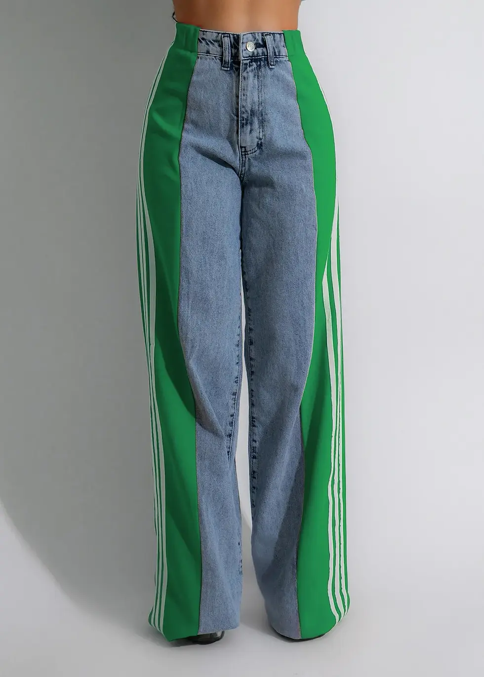 Thumbnail: Linear Precision – Artisan Triple Stripe Patchwork Denims