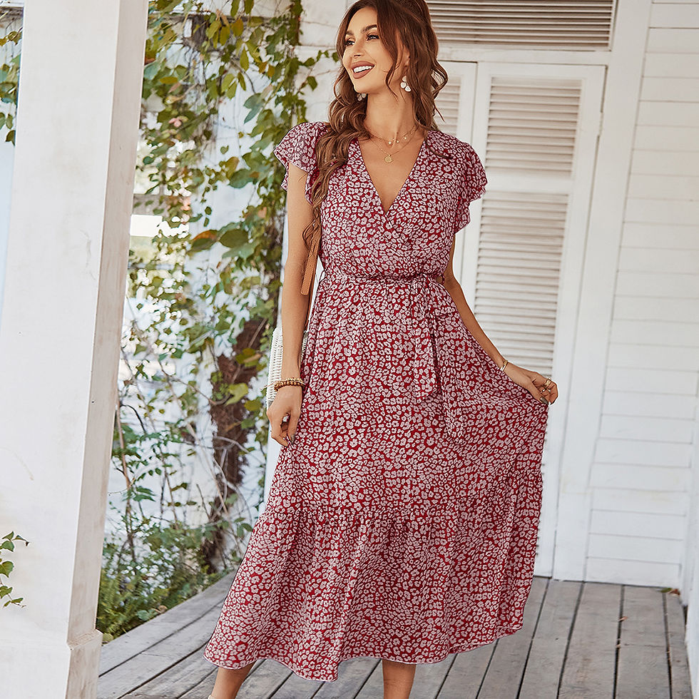 Thumbnail: Heritage Meridian – Boho Floral Ruffle Summer Dress