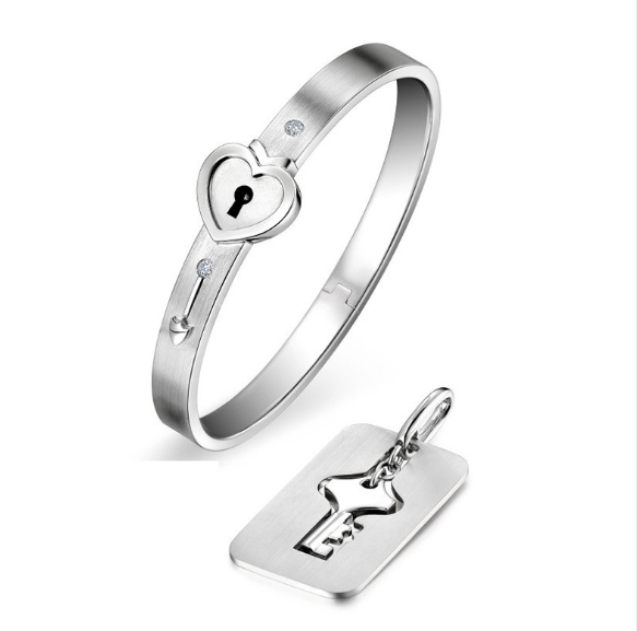 Thumbnail: Concentric Lock Titanium Steel Couple Bracelet