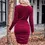 Thumbnail: Powder Velvet Swing Collar Long Sleeve Dress