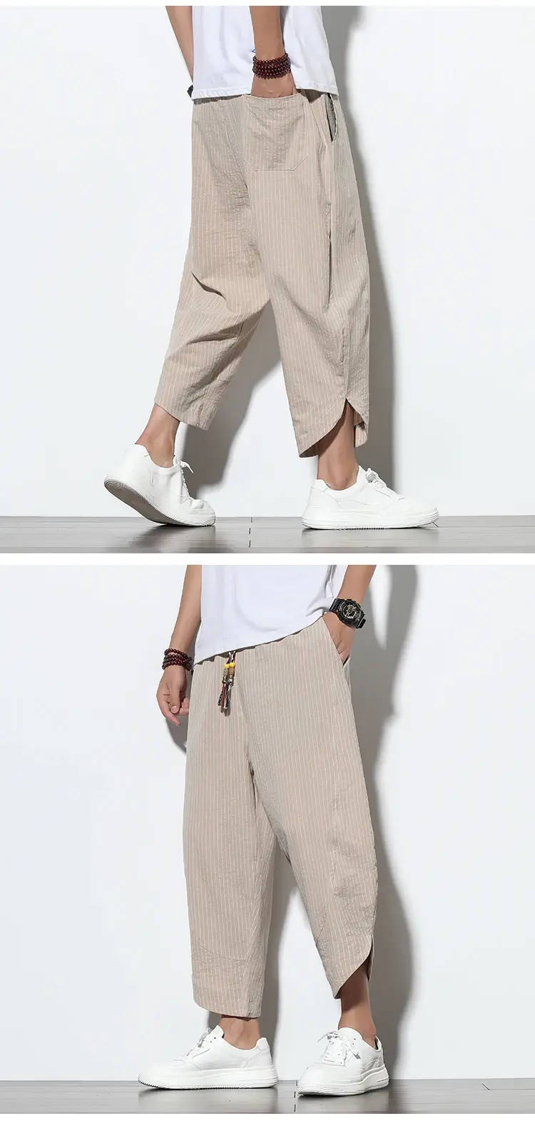 Thumbnail: Cotton Linen Blend Cropped Pants