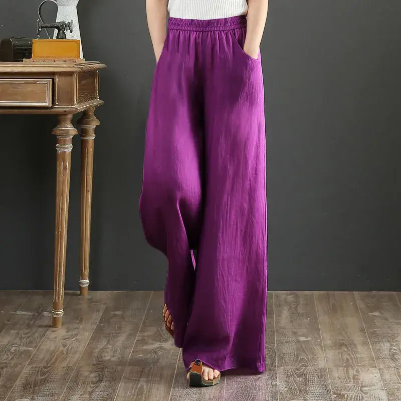 Thumbnail: Elegant Urban Wide-Leg Knitted Trousers