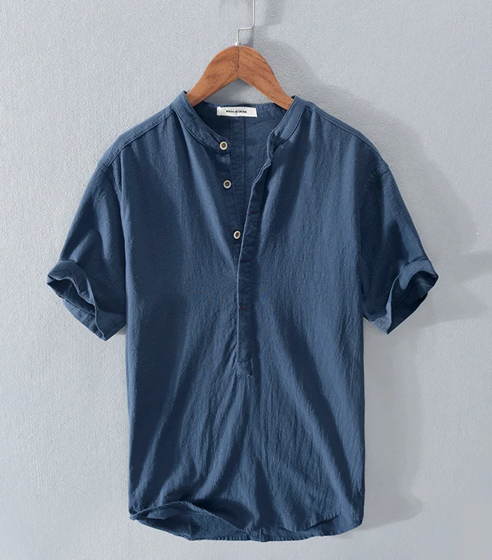 Japanese Ice Silk Linen T-shirt - Experience the cool comfort of ice silk linen with this Japanese-inspired T-shirt.