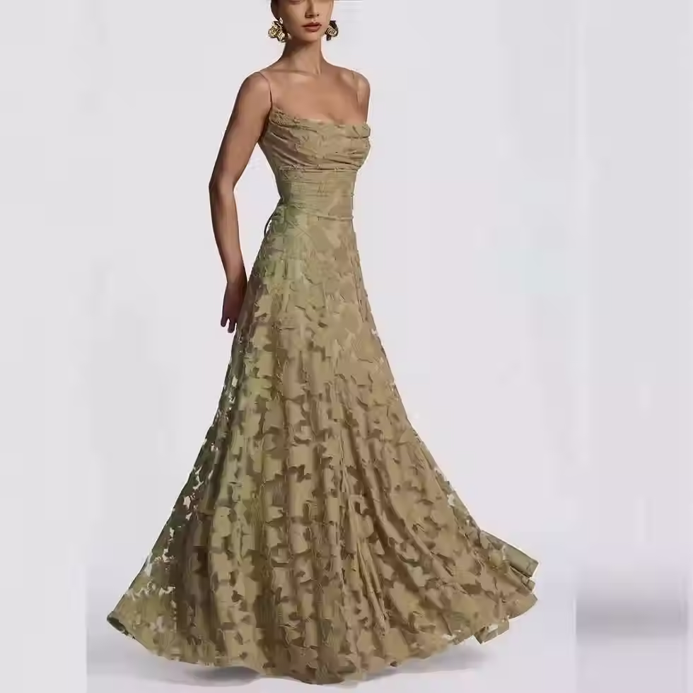 Thumbnail: Floral Jacquard Slim-Fit Maxi Gown