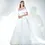 Thumbnail: Ethereal Elegance White Satin Slim Tail Wedding Dress