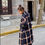 Thumbnail: Chic Azure Plaid Elegance Tweed Coat