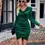Thumbnail: Powder Velvet Swing Collar Long Sleeve Dress