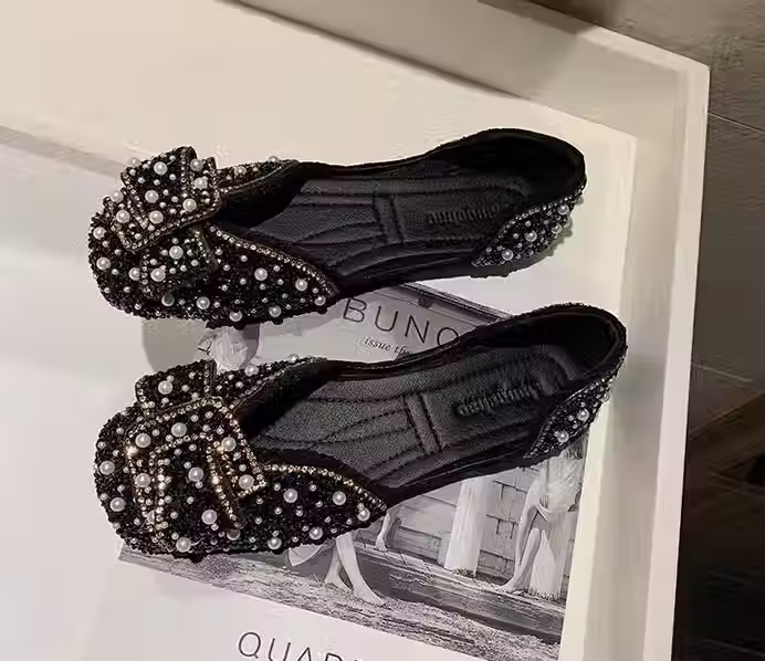 Thumbnail: Diamond Embellished Square-Toe Bean Loafers