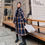 Thumbnail: Chic Azure Plaid Elegance Tweed Coat