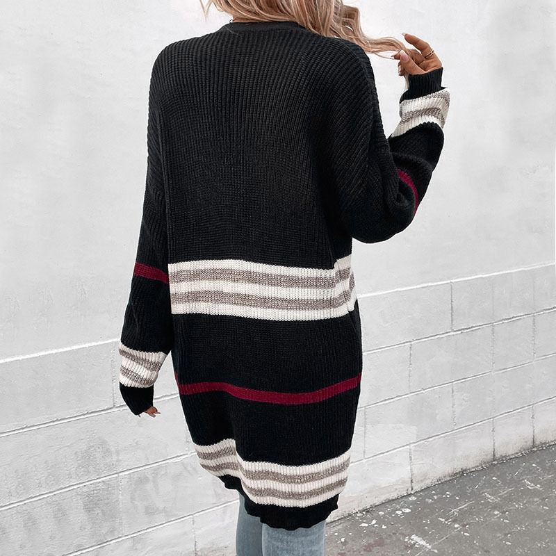 Thumbnail: Colorblock Long Sweater Jacket