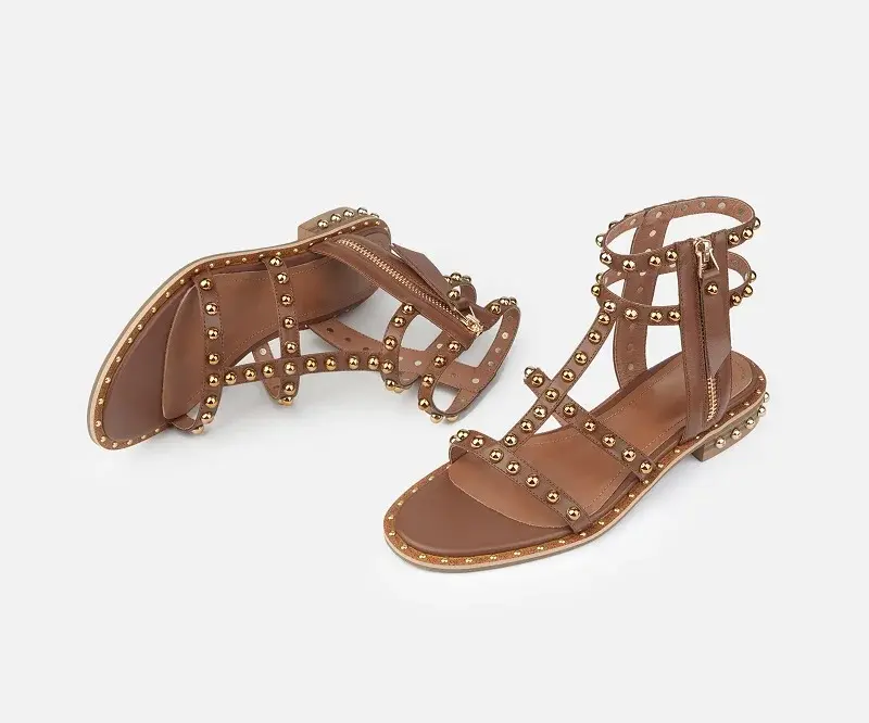 Thumbnail: The Antique Avenue – Summer Flat Rivet Roman Sandals