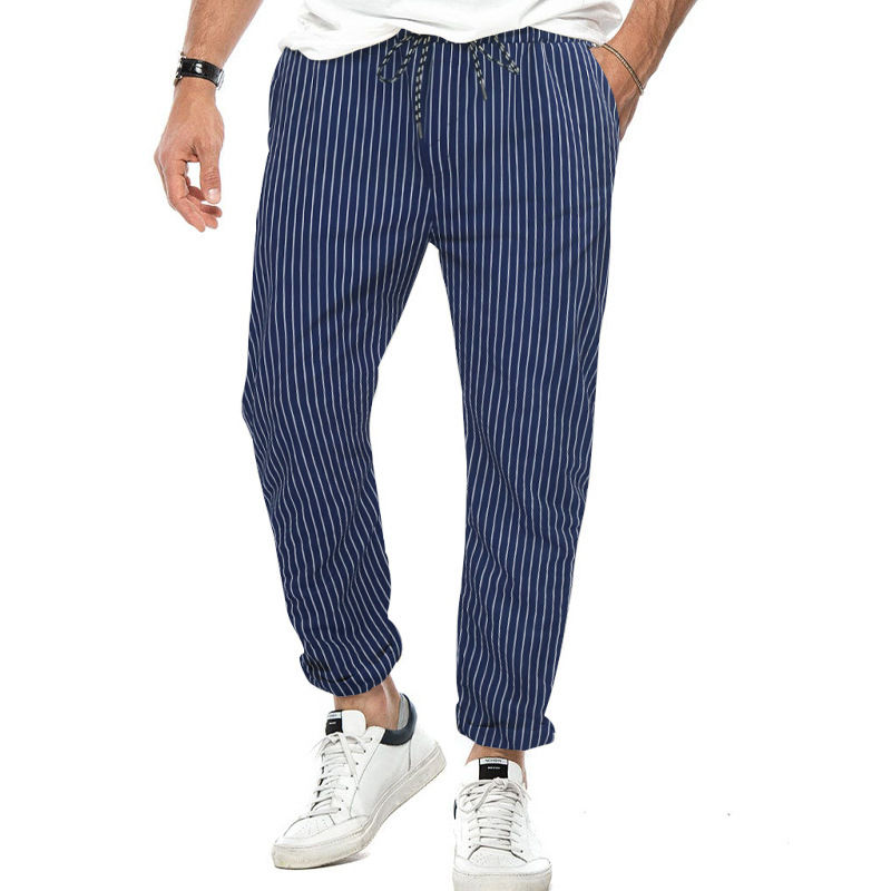 Thumbnail: Striped Cotton Loose Pants