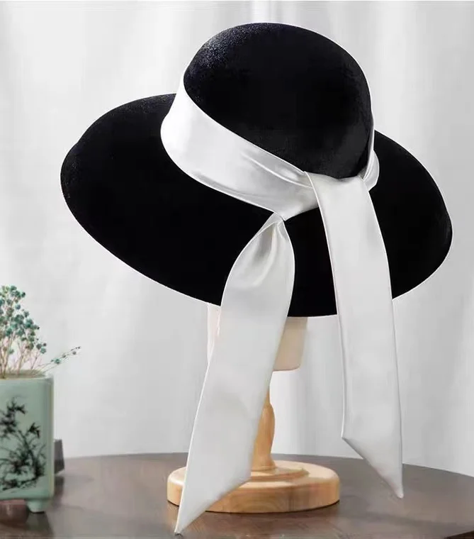 Classic Women's Hat with Black Velvet Ribbon – Stylish Over 50 and 60